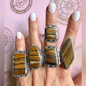 925 You Choose! Solar Chakra IRON Tigers Eye Ring 6, 10
